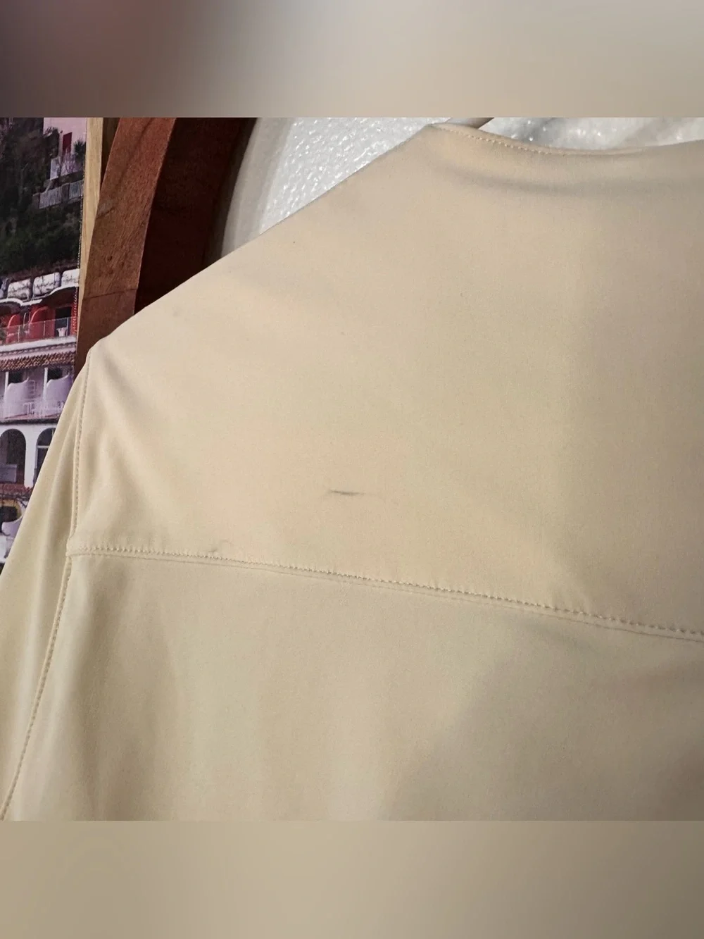 Lululemon Button Down Long Sleeve Top Panel Back Ivory Cream